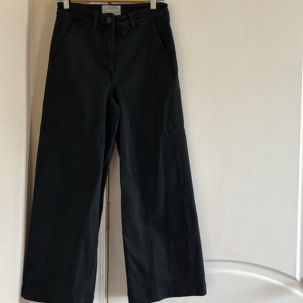 everlane black wide leg utility pant